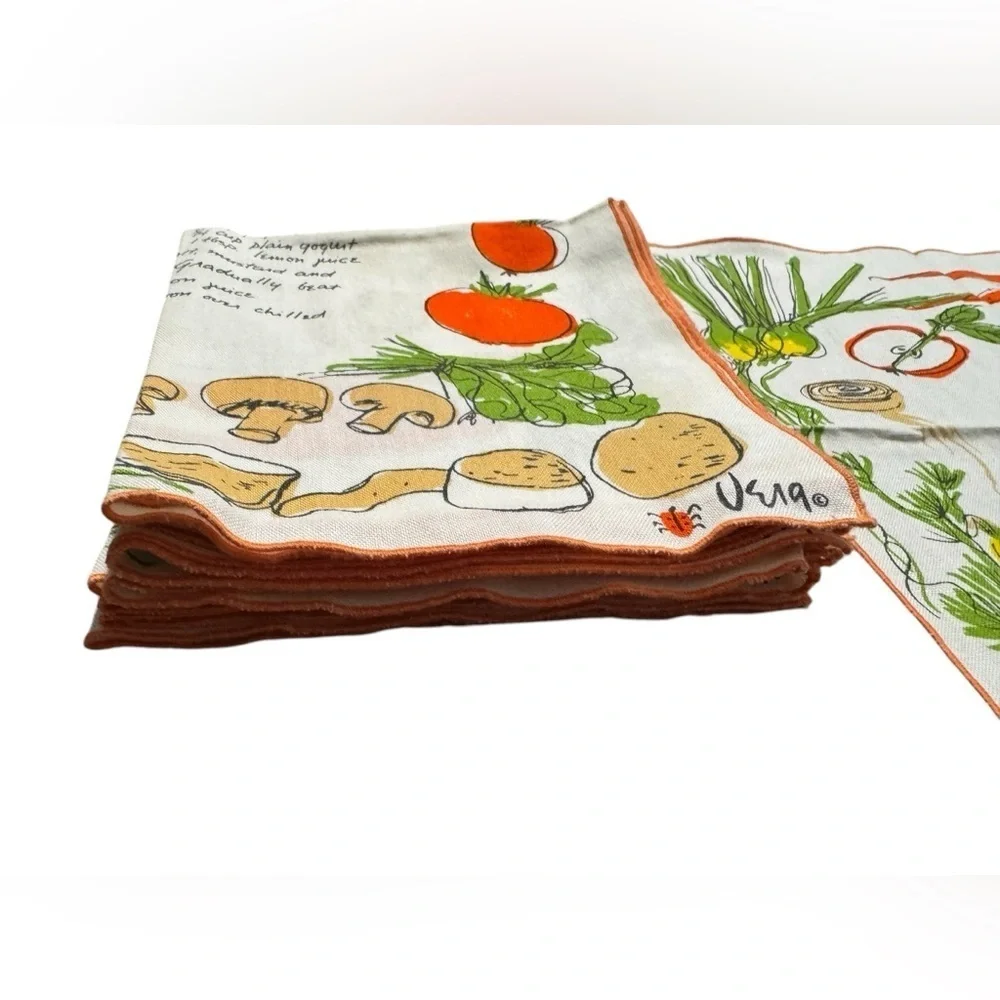 Vintage Vera Newman Linen Garden Salad With Yogurt Dressing Towel Set of 11